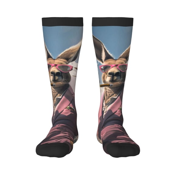 Hirioo Stylish Kangaroo In Suit for Adult Stockings Breathable Sock Non-Pilling,Contrasting Color Design