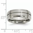 thumbnail image 2 of Primal Steel Titanium Brushed 8mm Grooved Ridged Edge Band, 2 of 6