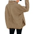 thumbnail image 4 of LAVA Women's Turtleneck Flee Sweater 2023 Fall Long Batwing Sleeve Spilt Hem Tunic Pullover Jumper Tops Khaki XL, 4 of 9