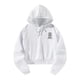 thumbnail image 2 of Sudadera con capucha corta para mujer Ropa con hombros caídos Ropa deportiva de manga larga Sudadera con capucha holgada con cordón L, 2 of 8
