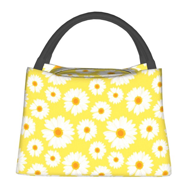 Fotbe Daisies Flowers Bolsa Térmica Portátil con Estampado, Bolsa de Entrega de Alimentos Aislada, Bolsa Reutilizable de Gran Capacidad para Comidas y Supermercado
