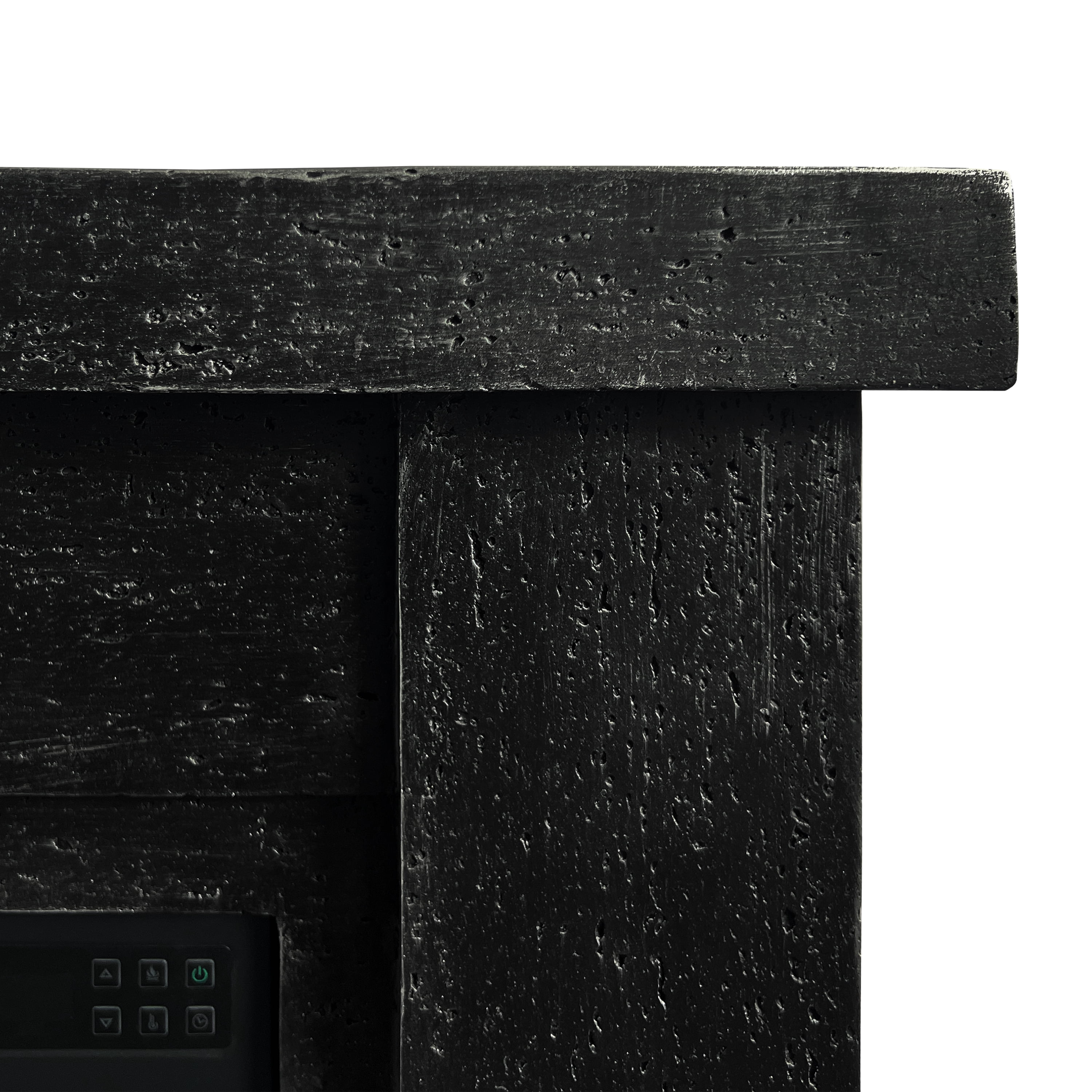 JoyRiver Marble-StyleTV Stand with Electric Fireplace, Digital Thermostat & Dual Control, Elegant Minimalist Design，Black Travertine