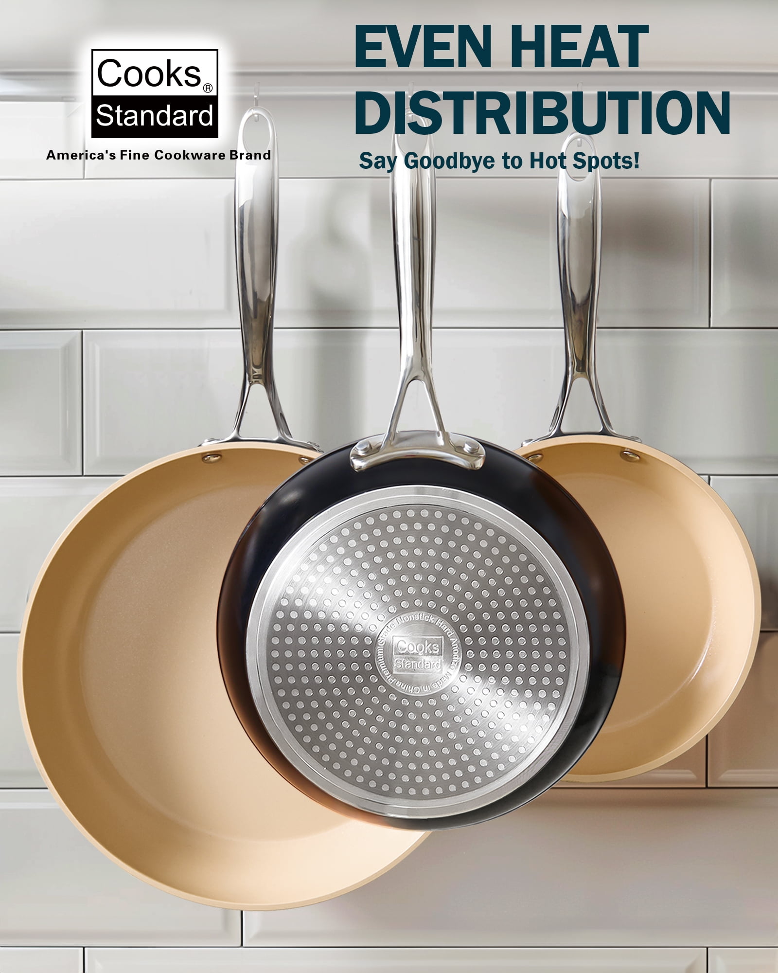 Cooks Standard Classic Hard Anodized Nonstick 8 Inch Frying Pan, Ceramic Non Stick Skillet, Induction Cookware Egg Omelette Pan, Oven Safe, Black & Apricot