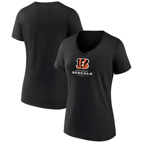 Women's Black Cincinnati Bengals Logo Team Lockup V-Neck T-Shirt