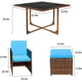 thumbnail image 6 of Devoko 9 Pieces Patio Furniture Dining Set Patio Wicker Rattan Chair Sets 8 Seats Furniture Cushioned Tempered Glass with Ottoman, Blue, 6 of 7