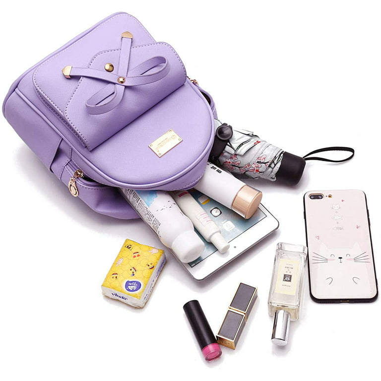 Buy Womens Backpack Purse, Fashion Cute Bowknot Mini Backpack Purse with  USB Charging Port , Waterproof Stylish Multipurpose Design Casual Daily  Travel Backpack Purse Ladies Handbags, 2pcs Sets, Purple Online at  desertcartINDIA
