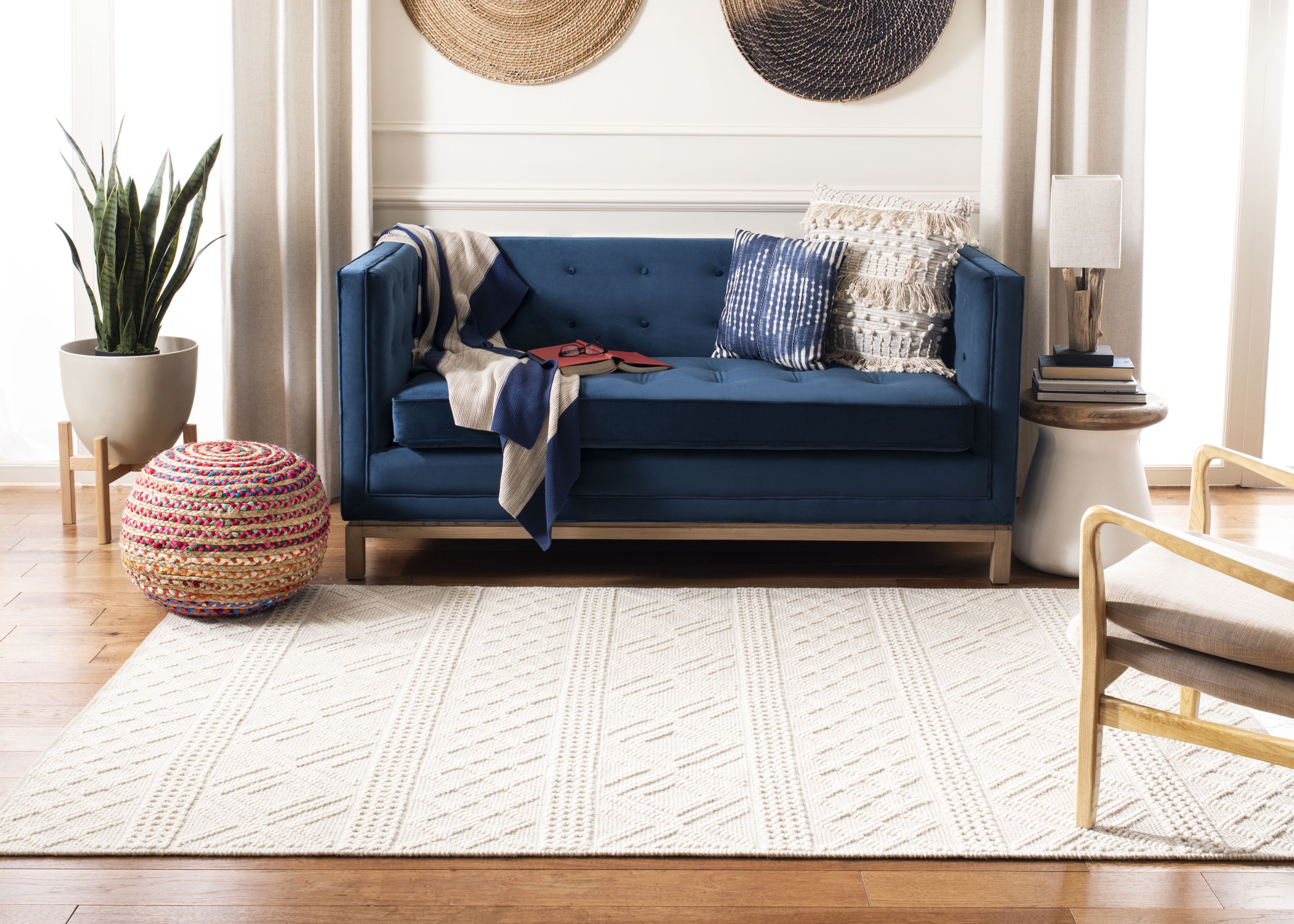SAFAVIEH Vermont Chelsea Striped Area Rug, Ivory, 12' x 12' Square