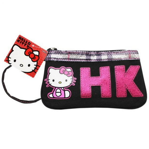Sanrio's Hello Kitty Black and Pink Sparkly Wristlet