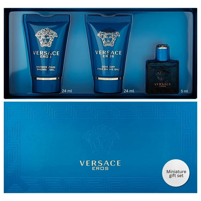 Versace Eros Perfume para Hombre Mini Set de Regalo de 3 Piezas