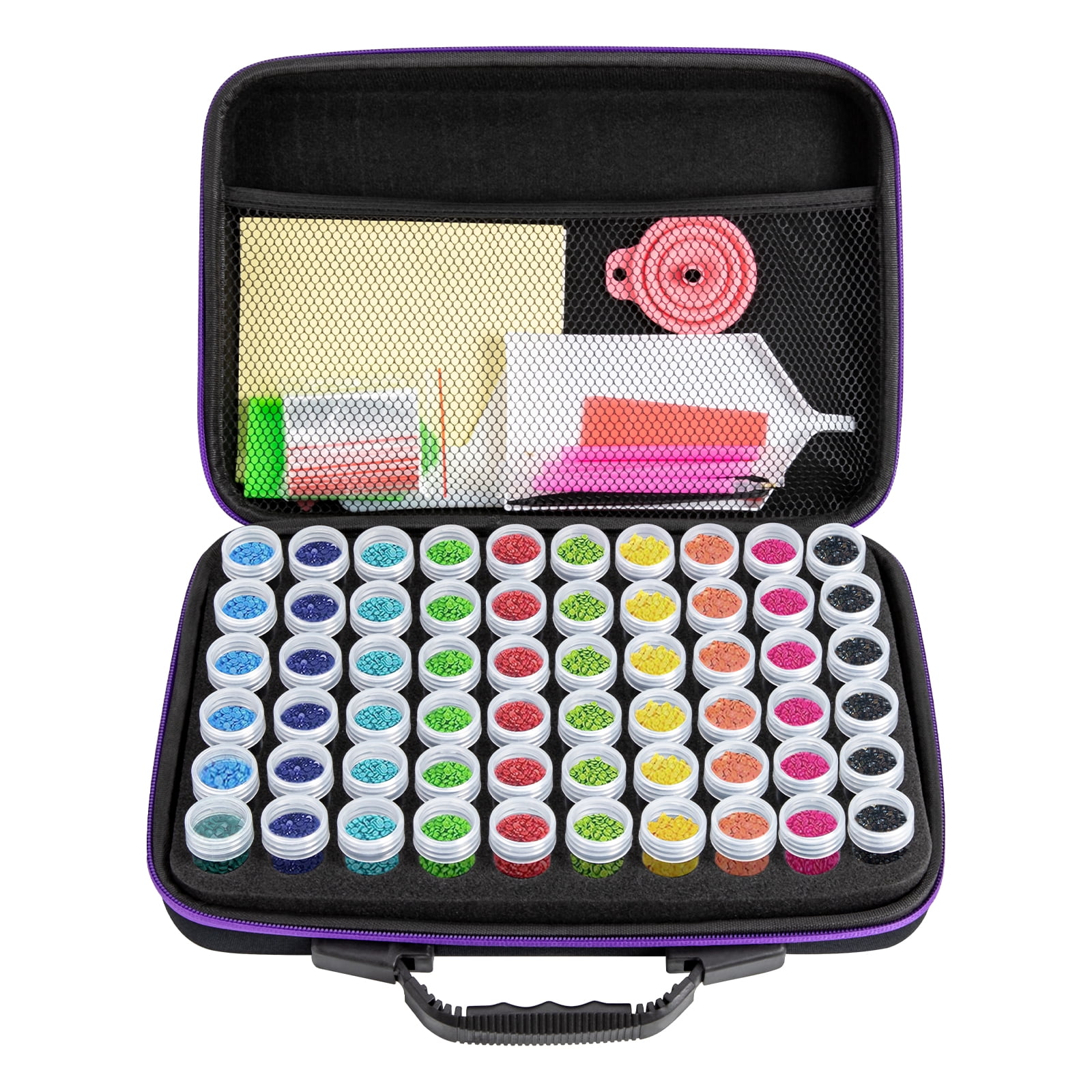 60 Slots Diamond Painting Storage Bag Container for Diamond Painting Accessories Shockproof Jars for Jewelry Beads Rings Charms Glitter Rhinestones (Diamonds Not Included)