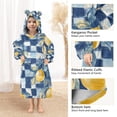 thumbnail image 3 of FORMRS Wearable Blanket Hoodie with Sleeves for Kids Cozy Flannel Sweatshirt, Retro Plaid Lemon, 3 of 7