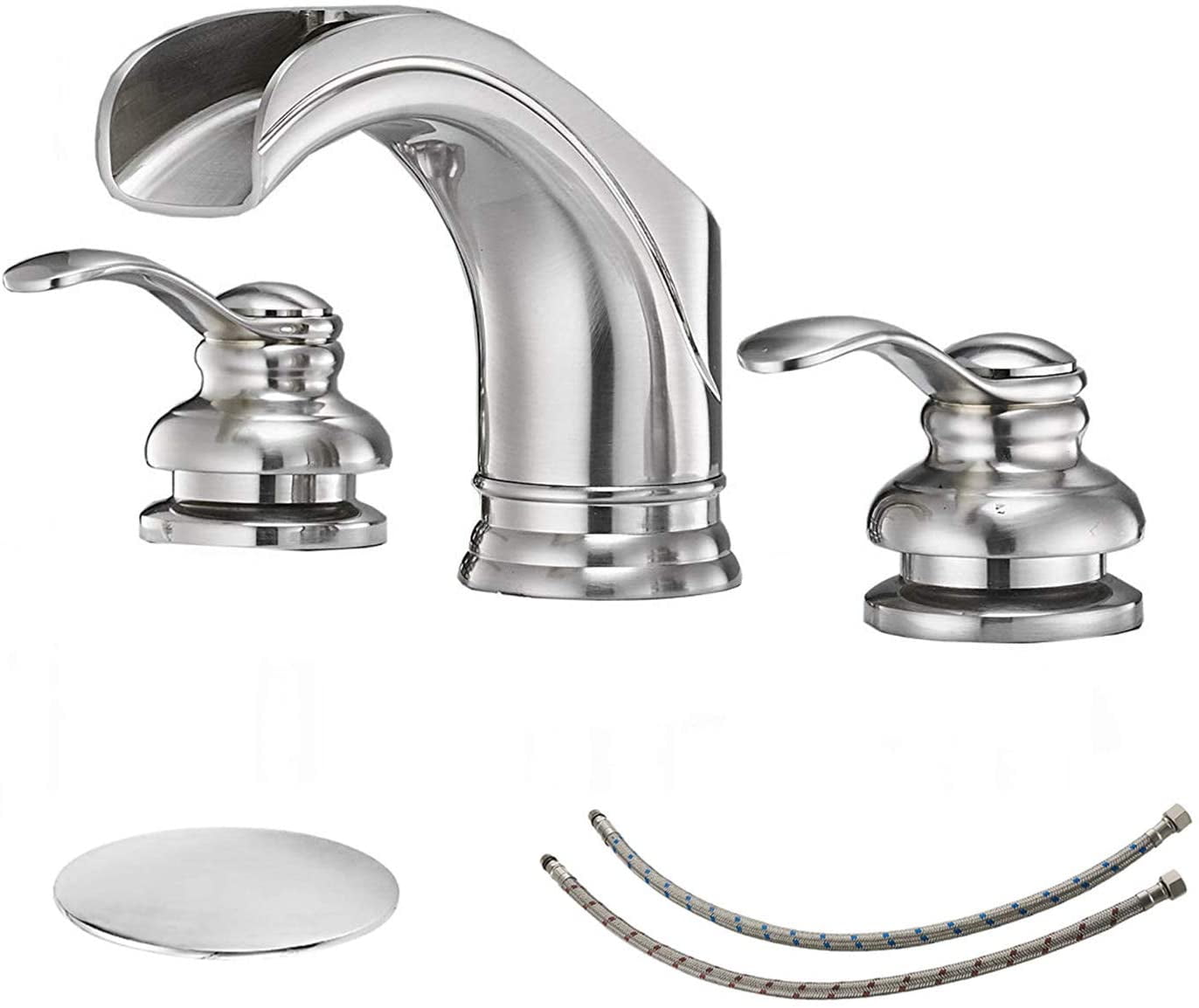 Ultimate Unicorn 8 Inch Bathroom Faucet Brushed Nickel, Waterfall Bathroom Sink Faucet With