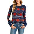 thumbnail image 2 of Halloween Sweaters for Women 2026 Fall Pumpkin Knit Pullover Sweater Fair isle Crewneck Navy Blue Sweaters Shermie, 2 of 9