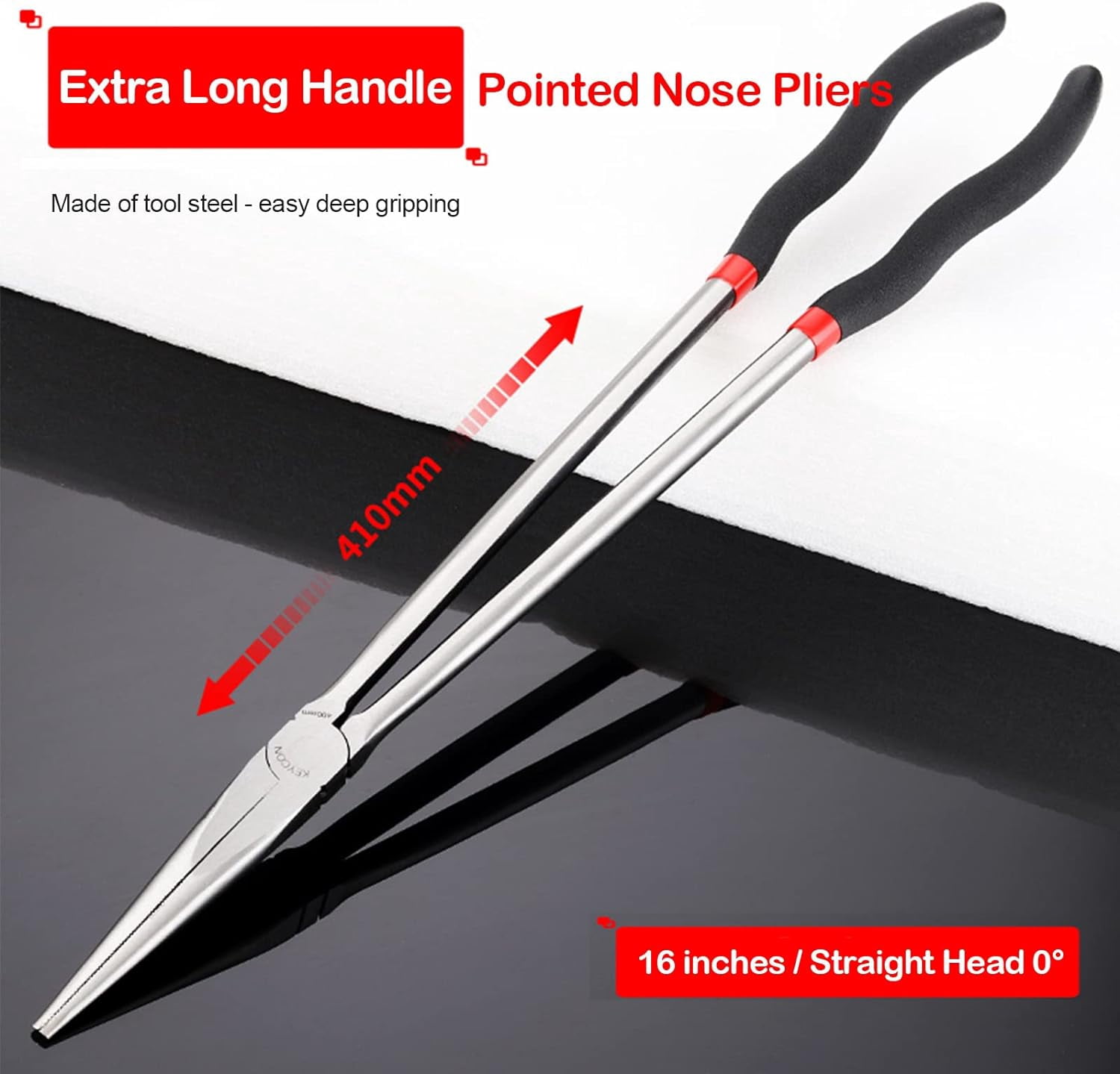 ABPETE 16in Needle Nose Pliers Extended Handle Pliers, Extra Long Handle Nose Pliers, Needle Nose Pliers with Nonslip Handle Repairing Hand Tool