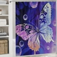 thumbnail image 6 of JEUXUS Chic Modern Bathroom Decor Purple Butterfly Super Soft Micro Fuzzy Shower Curtain White, 6 of 7