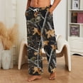 thumbnail image 2 of GrmtClth Men's Breathable Plush Loungewear Trousers Outdoor Woodland Camo Print Drawstring Waist Loose Cut Straight Leg Pants Coffee S, 2 of 6
