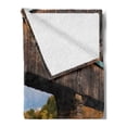 thumbnail image 2 of Landscape Soft Flannel Fleece Blanket, Old Rustic Oak Covered Bridge over Cascading Waterfalls Rock Fall Season American City, Cozy Plush for Indoor and Outdoor Use, 70" x 90", Brown, by Ambesonne, 2 of 5