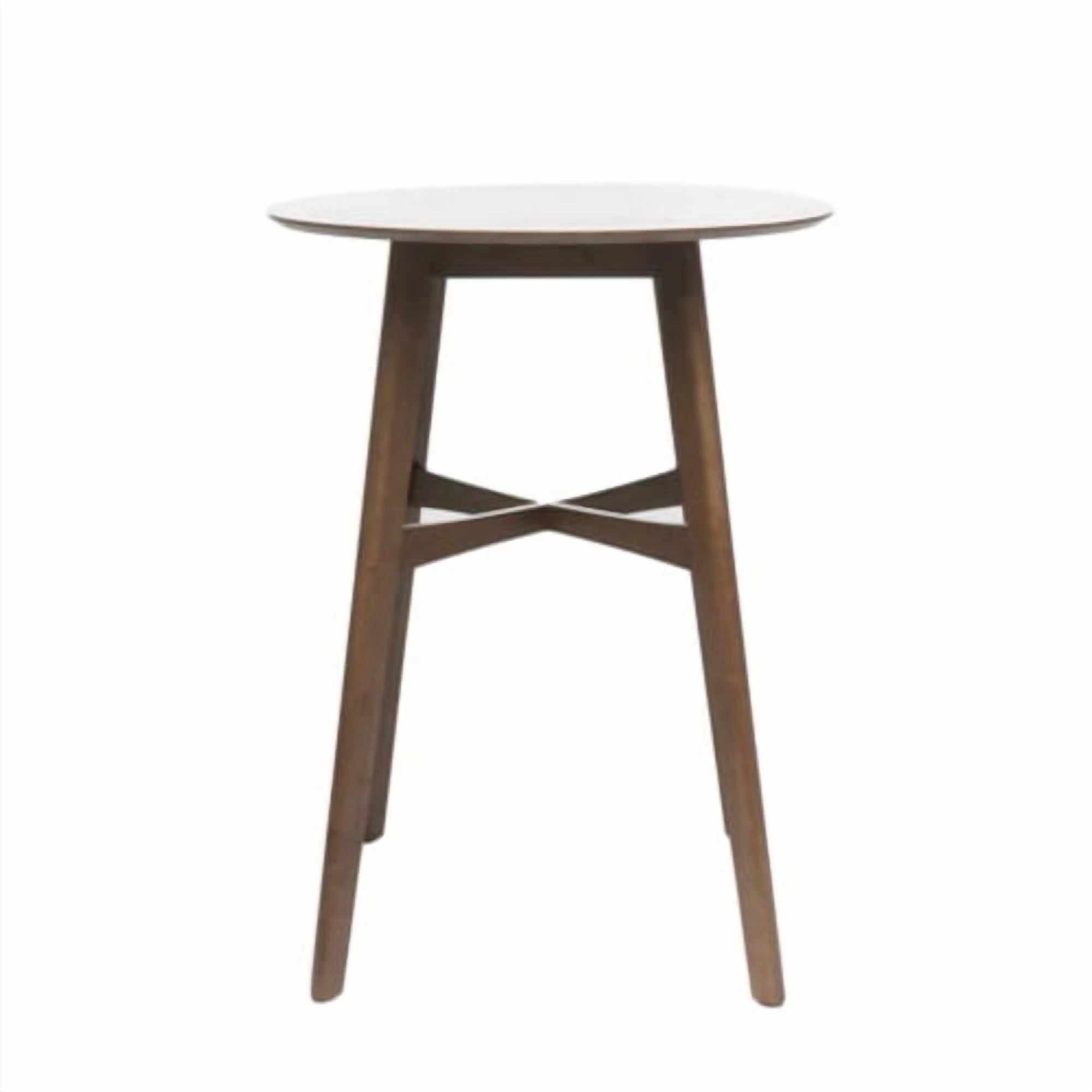 Bar Table 42 Inch High Round with Rubberwood Legs, Bar Height Dining Table and Counter Table for Kitchen Home Bar, Natural Walnut
