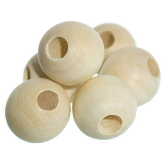 Unfinished Natural Wood Spacer Beads - Available in Multiple Sizes and Packs of 6, 12, 20, 25, 30, and 50 - Ideal for DIY Crafting Bracelets, Necklaces, Home Decoration