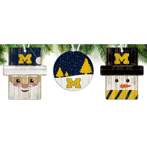 Michigan Wolverines 3-Pack Ornament Set