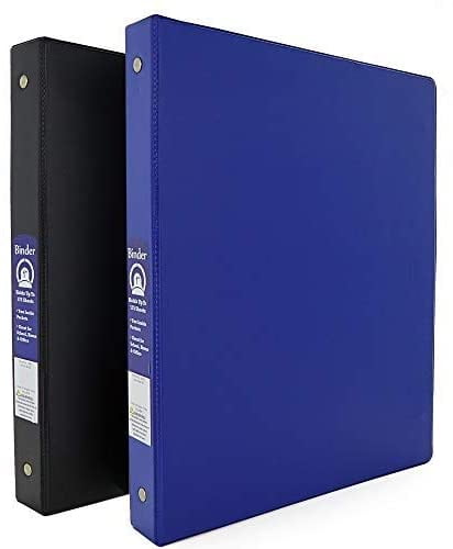 Emraw 1' Heavy Duty Binder with Inner Pockets Perfect for School, Office and Project Organization Dark Blue (Pack of 2)