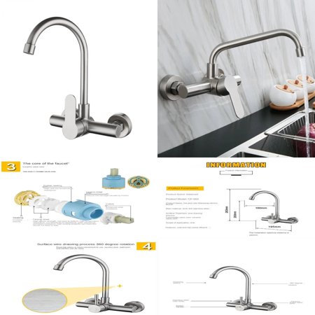 DUFDERIA Kitchen Sink Faucets Sprayer Wall 8 Inch Center Commercial Hot and Cold Water Mixer Taps Accessories Torneira Gourmet De Cozinha