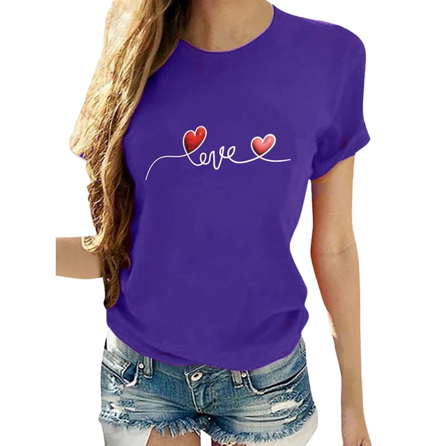Bellella T-Shirt pour Femmes, Manches Courtes, Col Rond, Tunique Décontractée, Violet 2TG