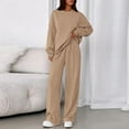 thumbnail image 2 of longantii 2 Piece Sets for Women Lounge Hoodie Sweatsuit Loose Wide Leg Sweatpants Travel Airport Outfits Khaki S, 2 of 6