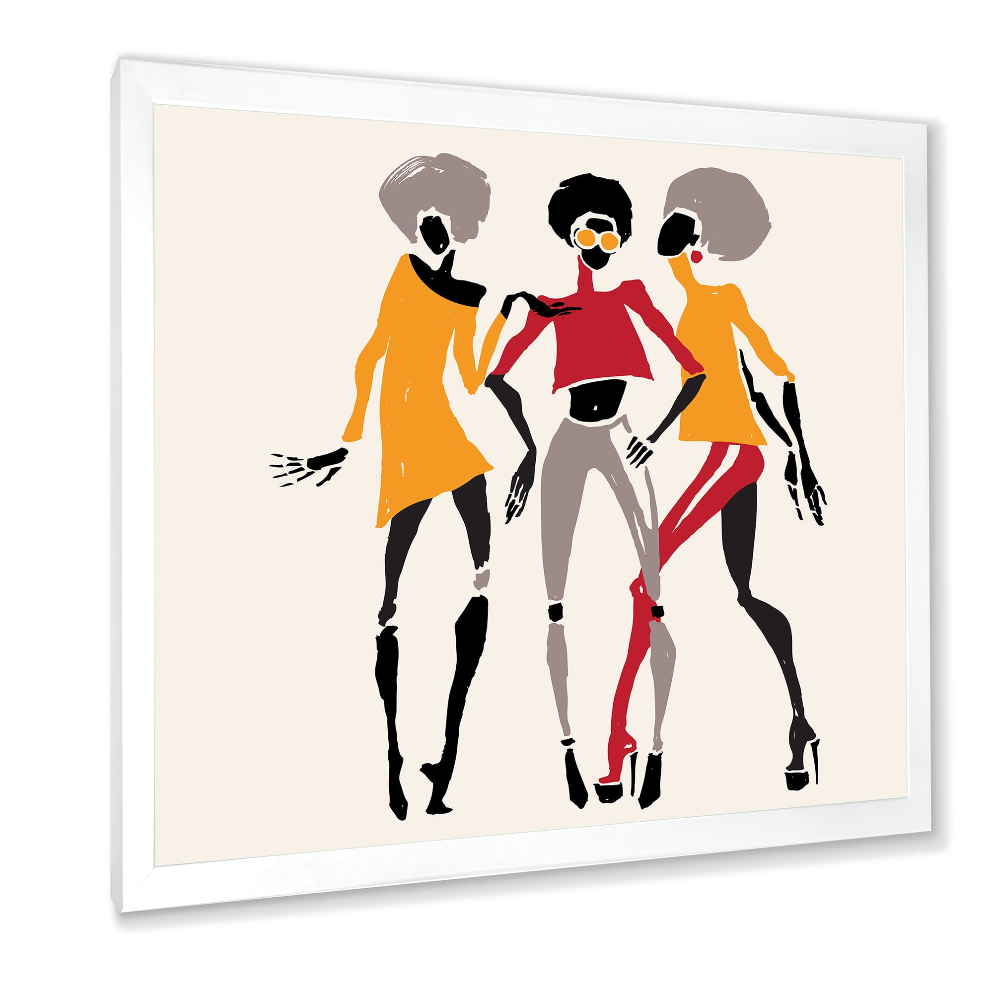 Designart 'African American Women Silhouettes Red and Yellow II' Modern Framed Art Print