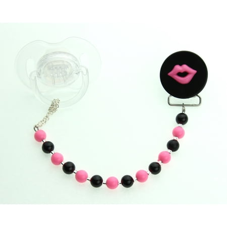 Multi Color Baby Lips Pacifier Clip with Matching Beads