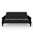 thumbnail image 2 of 8 Inch Full Poly Futon Mattress with Full Size Espresso Wood Arm Futon Frame, Black, 2 of 9