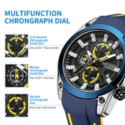 MEGIR Mens Watches Luxury Sports Wristwatch Luminous Date Quartz Chronograph Silicone Strap 2144