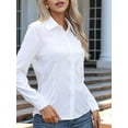 thumbnail image 6 of Super Soft Wrinkle Free Button Down Shirts for Women Solid Long Sleeve Striped Formal Work Dress Blouses Tops White XL, 6 of 9