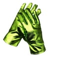 thumbnail image 3 of Short Metallic Gloves, Shiny Opera Cosplay Gloves for Adults, Stretchy PU Coated Gloves for Role Play Costume, Party Accessories for Halloween Christmas Stage Performance - Green, 3 of 3