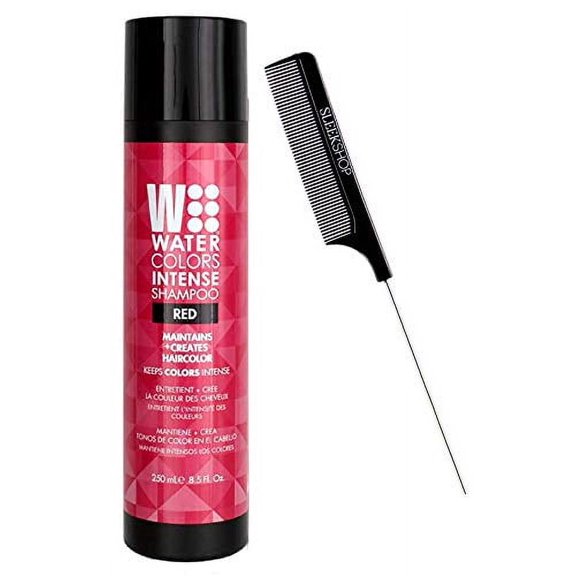 Watercolors by Tressa INTENSE Color Depositing Sulfate-Free Shampoo, Haircolor (w/ Sleek Comb) Water Colors Hair Dye Maintenance Wash (Intense Red - 8.5 oz) (PACK OF 2)