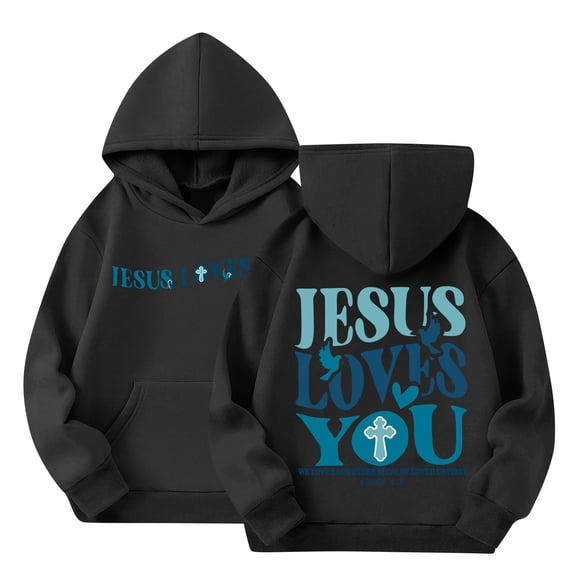 Grblisyd Christian Hoodies JESUS LOVES YOU Hoodie for Girls Christian Sweatshirt Religious Bible Verse Preppy Top