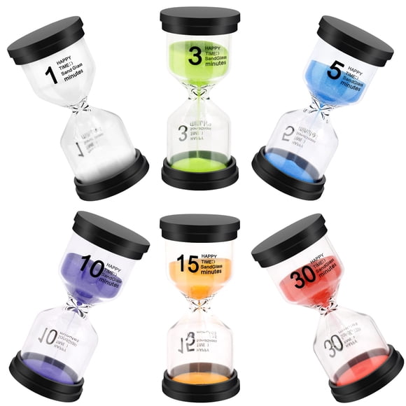 Sand Timer Monsin Colorful, paquete de 6 unidades, 1/3/5/10/15/30 minutos