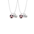 thumbnail image 2 of Delight Jewelry Silvertone Enamel Pink Soccer ball Mother & Daughter Heart Necklaces (Set of 2), 19"+2", 2 of 4