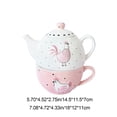 thumbnail image 3 of AURIGATE Easter Chicken Ceramic Teapot & Cup Set, Pink Chicken Polka Dot Stackable Tea Set for One for Spring Home Decor, 3 of 6