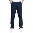 thumbnail image 2 of Boys Slim Fit Stretch Jean School Uniform Pants Kids Elastic Waist Pull on Twill Pants with Pockets, 2 of 7