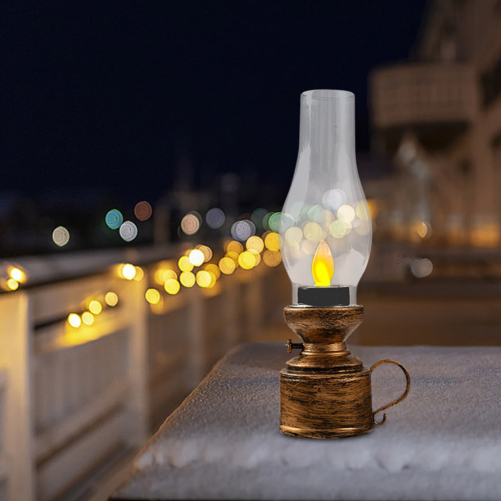 Vintage Flameless Kerosene Lamp LED Battery Operated Table Lamp, Retro Oil Lantern for Bedroom, Living Room & Emergency Lighting | Indoor Decorative Ambient Light,Halloween Christmas Gift