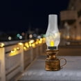 thumbnail image 3 of Vintage Flameless Table Lamp - LED Kerosene Lantern with Clear Hurricane Glass, Battery Operated Retro Oil Lamp for Bedroom Nightstand, Living Room & Farmhouse Decor, 3 of 6