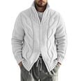 thumbnail image 3 of FOPSUFGWFO Cable Knit Cardigan for Men Solor Collar Loose Zipper Sweaters Long Sleeve V-Neck Tops for Fall Winter M, 3 of 6