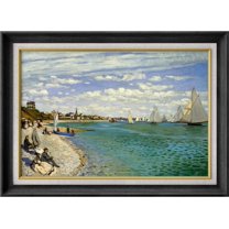 IDEA4WALL Premium Frame Wall Art Regatta at Sainte-Adresse by Claude Monet Historic Cultural Illustrations Impressionism Scenic Fine Art Countryside Artwork for Home Decor - 26"x36" Black
