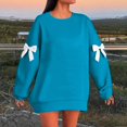 thumbnail image 2 of Trubkh Sweatshirts for Women Womens Sweat Shirts No Hood Sweatshirts for Women Trendy Crew Neck Sweatshirts Women Tops for Women Trendy Hoodless Sweatshirt Womens Light Blue M, 2 of 6