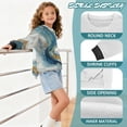 thumbnail image 6 of Xoenoiee Blue Golden Marble Print Sweatshirt for Girls Oversized Crewneck Sweatshirts Long Sleeve Side Slits Casual Pullover Tops, 9-10 Years, 6 of 7