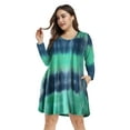 thumbnail image 6 of Plus Size Dresses 1X for Women, VEPKUL Crew Neck T Shirt Dress Long Sleeve Casual Loose Swing Fall Dress Tie Dye with Pockets, 6 of 8