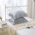 thumbnail image 5 of Plaid Square Pillow Shams with Ruffles Checkered Throw Pillow Covers 18"x18" 2-Pack,Gingham Pillowcases Washed Cotton Zipper Clousure for Cottage Bed/Sofa (Dust Blue and White, 18"x18"), 5 of 9