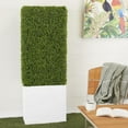 thumbnail image 3 of DecMode 59" Tall Boxwood Hedge Artificial Topiary in Realistic Leaves and White Fiberglass Planter Box, 3 of 8
