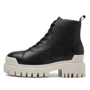CMR CHAMARIPA Elevator Shoes For Women - Black Leather Height Increasing Boots 8CM / 3.15 Inches